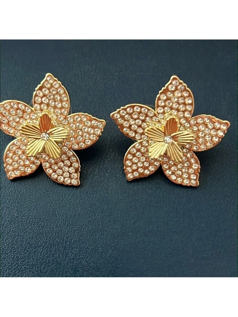 BaubleBar Gold Rhinestone Petal To The Metal Earrings
